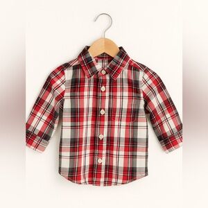 The Children's Place Red and Black Plaid Button Down Shirt